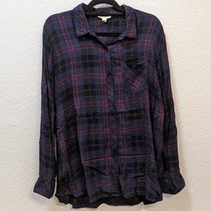 Charley Classic Button Down Top, w/metallic thread